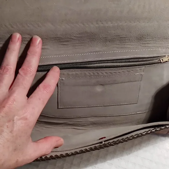 Handcrafted Hand Tooled Leather Clutch Chestnut Brown Tropical Leaf Design - Picture 6 of 13